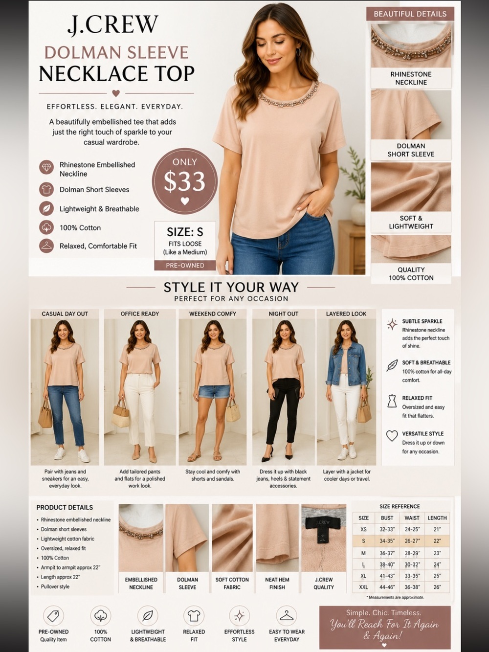 J Crew Dolman sleeve Necklace Top